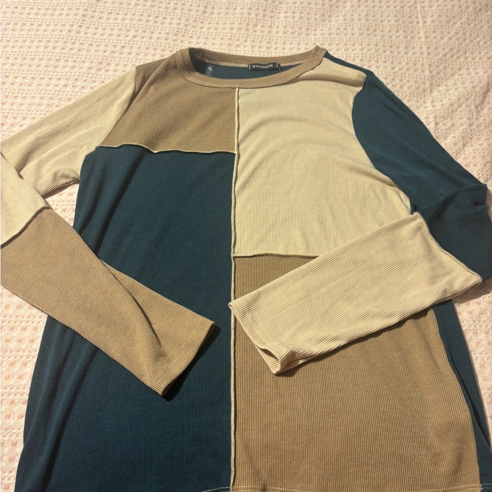 Staccato Multicolor Patchwork Long Sleeve Top